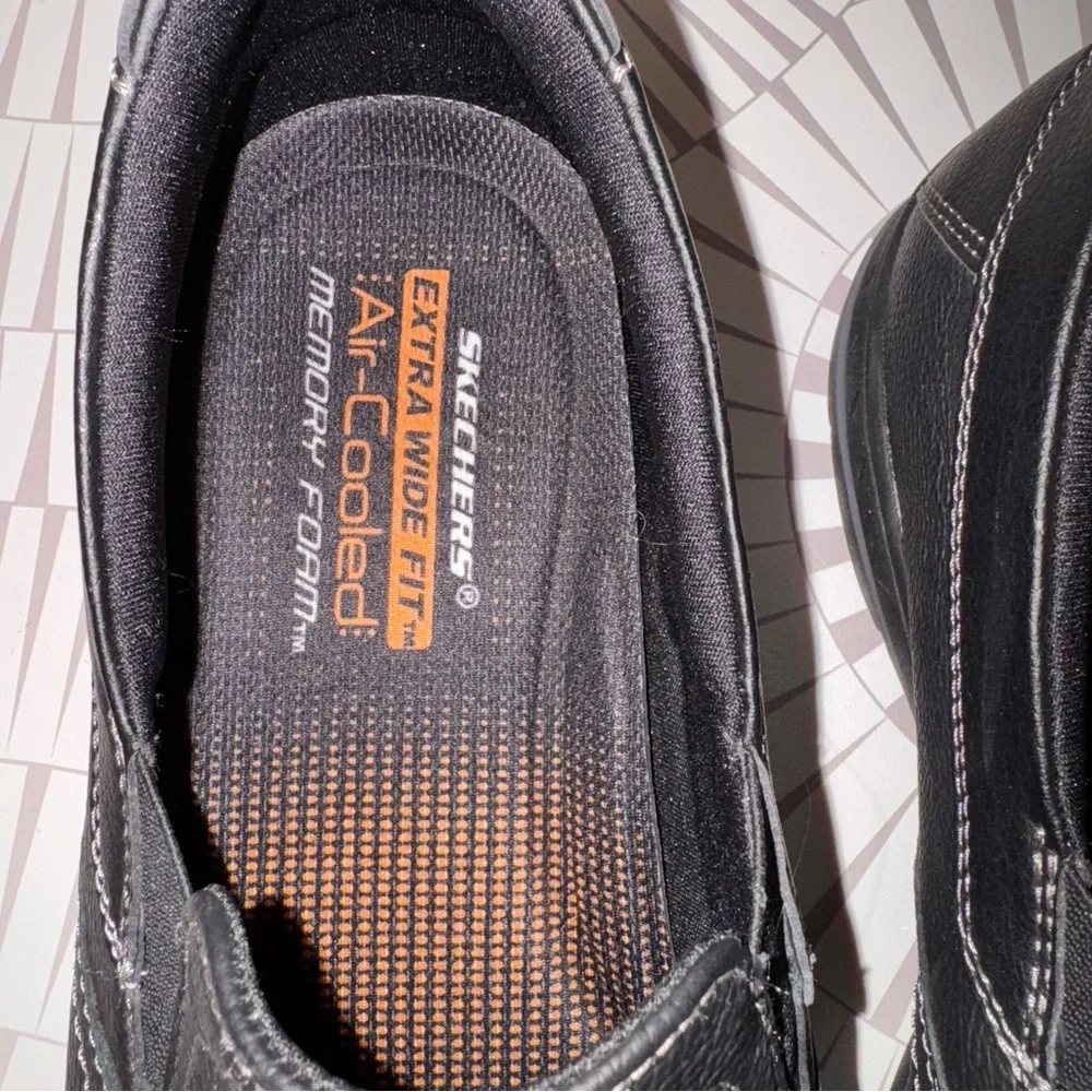 Skechers Men's Harper Forde Black Slip-On Shoes 10 Extra Wide Fit Memory‎ Foam